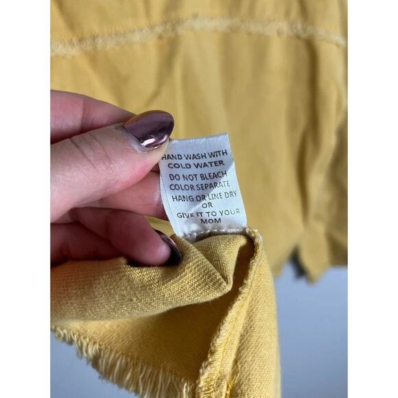 Emory Park Mustard Yellow Cropped Frayed Hem Utility Jacket Size Medium Women’s - Picture 5 of 5